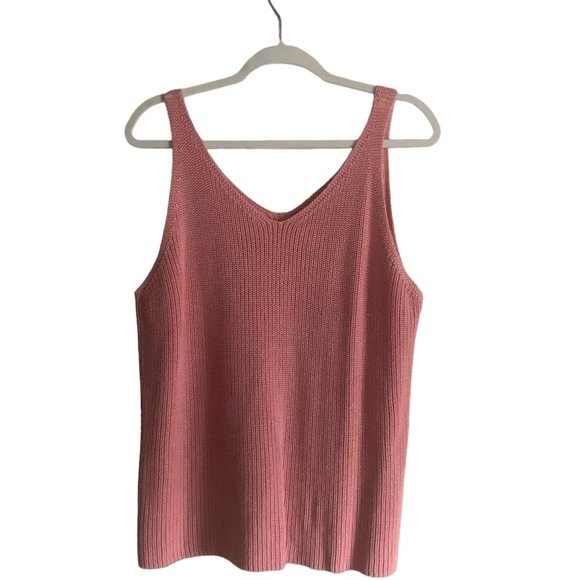 Women's Pink V-Neck Knitted Loose Fit Sleeveless Sweater XXL - Picture 3 of 7